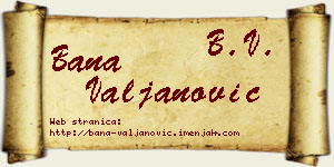 Bana Valjanović vizit kartica